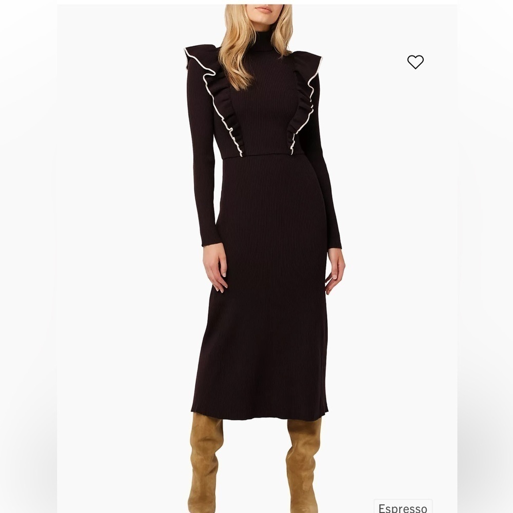 Joe's Jeans x Andrea's Lookbook Ryder Turtleneck Espresso Brown Wool Midi-Dress